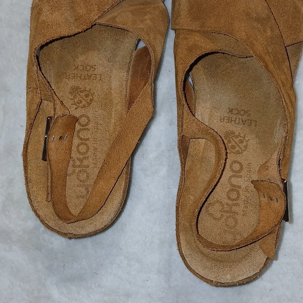Yokono Mora Suede Cross-Strap Wedge Sandals Size 7.5 - Picture 5 of 7